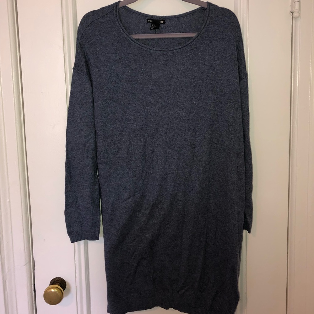 Blue sweater dress